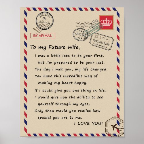 Wife Lovers  To My Future Wife I Love You Poster
