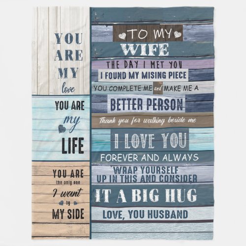 Wife Lovers  To My Wife I Love You Love Husband Fleece Blanket