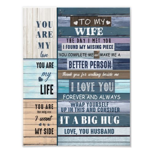 Wife Lovers  To My Wife I Love You Love Husband Photo Print