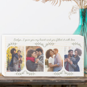 Wife Loving Words 4 Vertical Photo Delicate Leaf Wooden Box Sign
