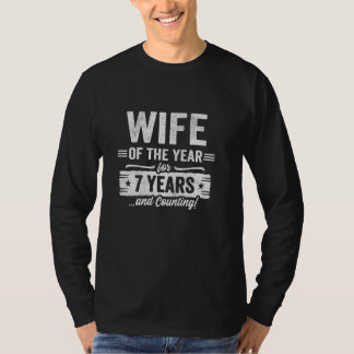 Wife Married 7 Years - Couples 7th Wedding Anniver T-Shirt