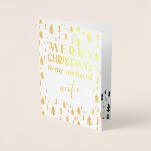 Wife Merry Christmas Trees Gold Foil Card