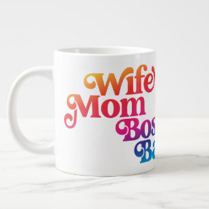 Wife Mom Boss Badass Cute Funny Mom Humor Colorful Giant Coffee Mug