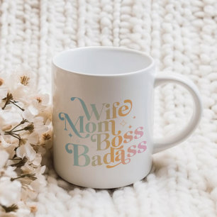 Wife Mom Boss Badass Funny Sarcastic Mother's Day Giant Coffee Mug