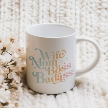 Wife Mom Boss Badass Funny Sarcastic Mother's Day Giant Coffee Mug by Fitastic at Zazzle