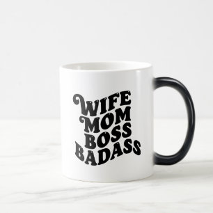 Wife Mom Boss Badass Modern Retro Strong Woman Color Morph Mug