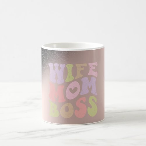 Wife Mom Boss Black Glitter Ombre Rose Gold  Coffee Mug