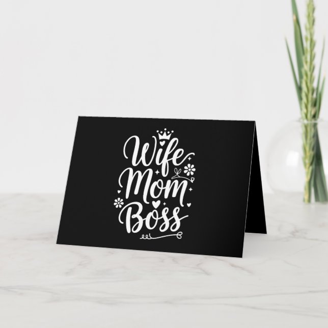 Wife Mom Boss Cute Mother's Day Gift Thank You Card (Front)