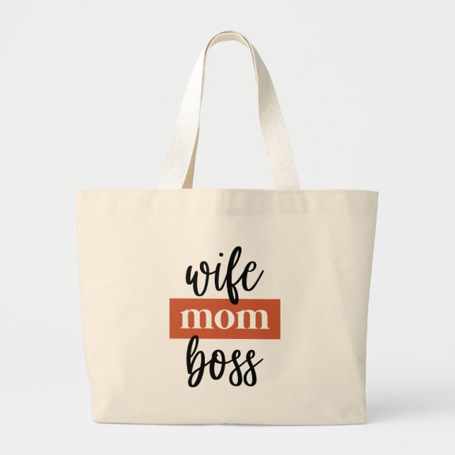 wife mom boss / Ehefrau Mutter Chefin Large Tote Bag (Front)