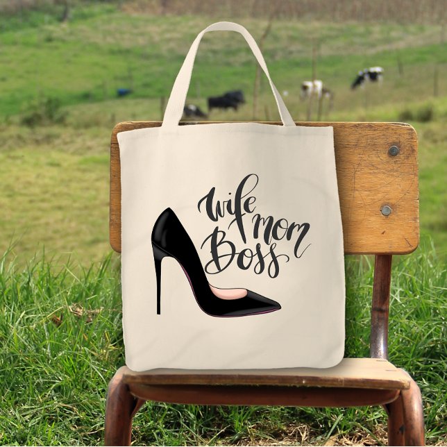 Wife Mom Boss Girly High Heel Fun Cute Tote Bag (Creator Uploaded)