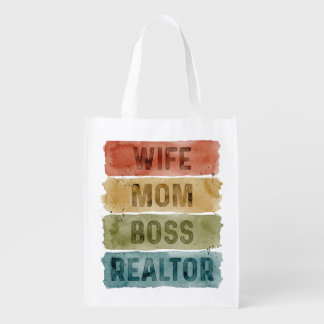 Wife Mom Boss Realtor Personalized Grocery Bag