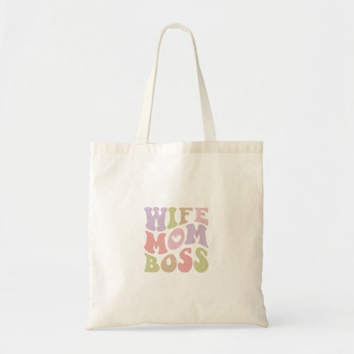 Wife Mom Boss Retro Script Groovy Mothers day  Tote Bag