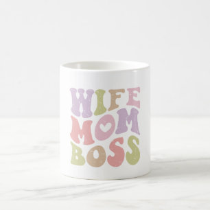 Wife Mom Boss Retro Script Mother's day Coffee Mug
