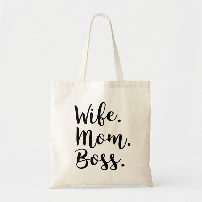 wife mom boss tote bag (Front)