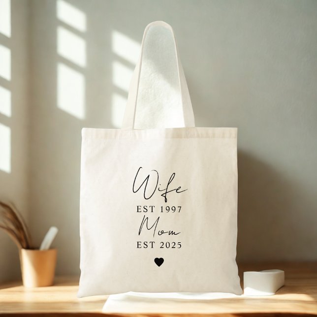 Wife Mom EST 2025  | Custom New Mom Gift Tote Bag (Creator Uploaded)