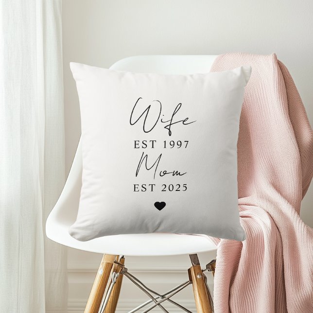 Wife Mom EST 2025 | Personalized Gift Throw Pillow (Creator Uploaded)