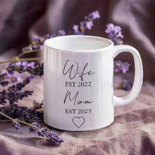 Wife & Mom Est. – Minimalist Valentine Gift Giant Coffee Mug