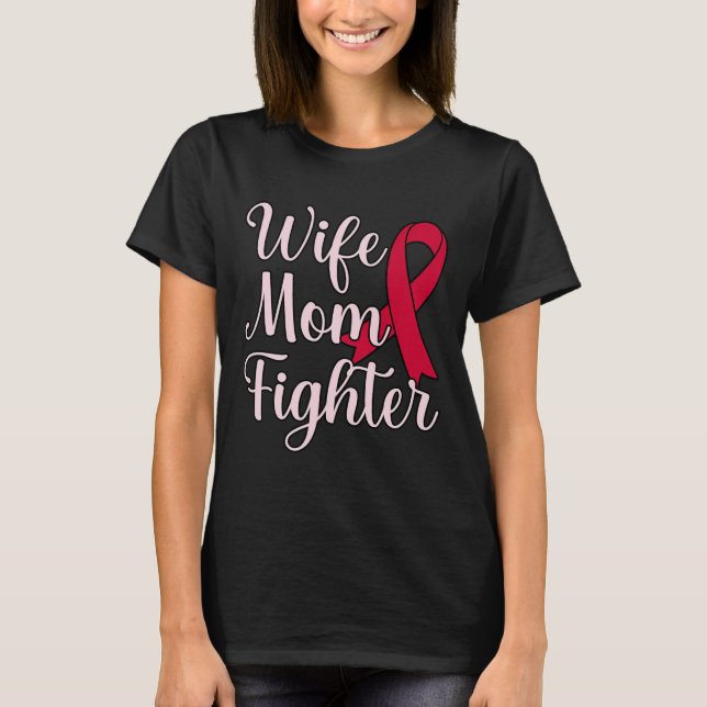 Wife Mom Fighter Brain Aneurysm Awareness Month Gr T-Shirt (Front)