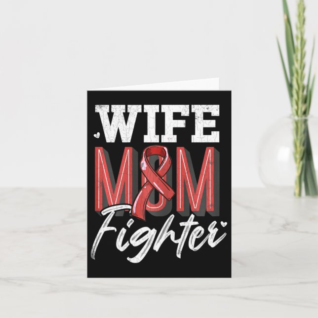 Wife Mom Fighter Brain Aneurysm Awareness Support  Card (Front)