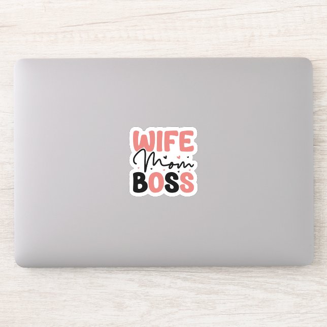Wife Mom Girl Boss Aesthetic Calligraphy  Sticker (Computer)