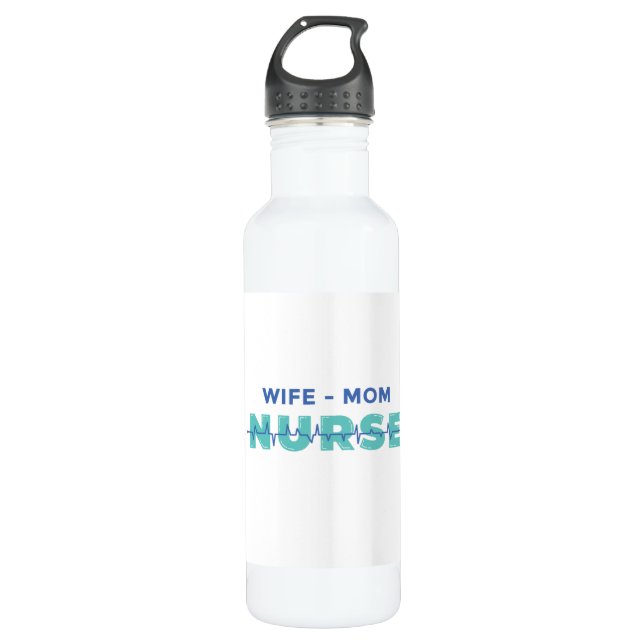 Wife mom nurse stainless steel water bottle (Front)