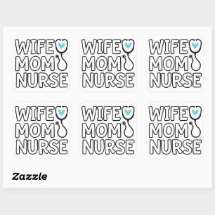 Wife Mom Nurse Stethoscope Heart Sticker