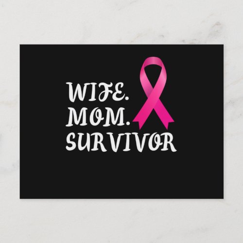 Wife Mom Survivor Breast Cancer Awareness Announcement Postcard