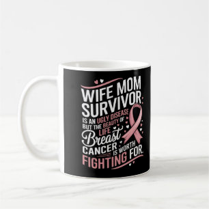 wife mom survivor breast cancer awareness design coffee mug