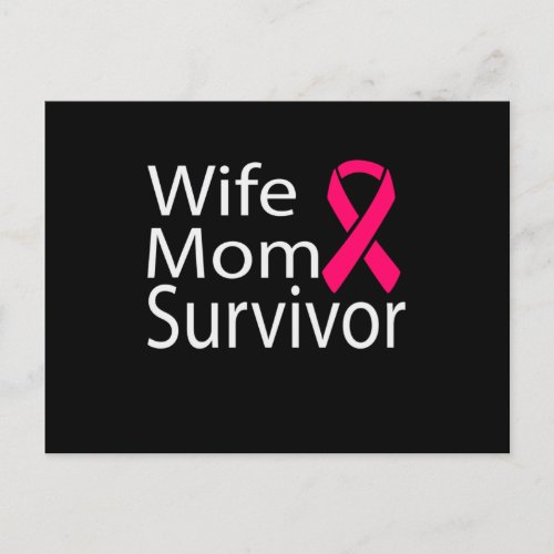 Wife Mom Survivor Breast Cancer Awareness Invitation Postcard