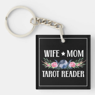 Wife Mom Tarot Reader Flowers Moon Antlers Boho Keychain