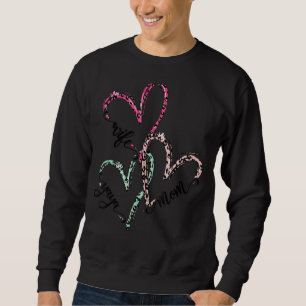 Wife Mom Yaya Leopard Heart Valentine Women Sweatshirt