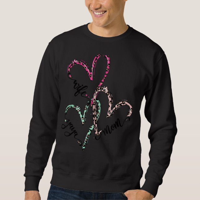 Wife Mom Yaya Leopard Heart Valentine Women Sweatshirt (Front)