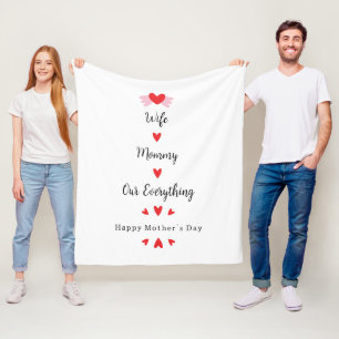 Wife Mommy Our Everything Cute Mother's day Sweet Fleece Blanket