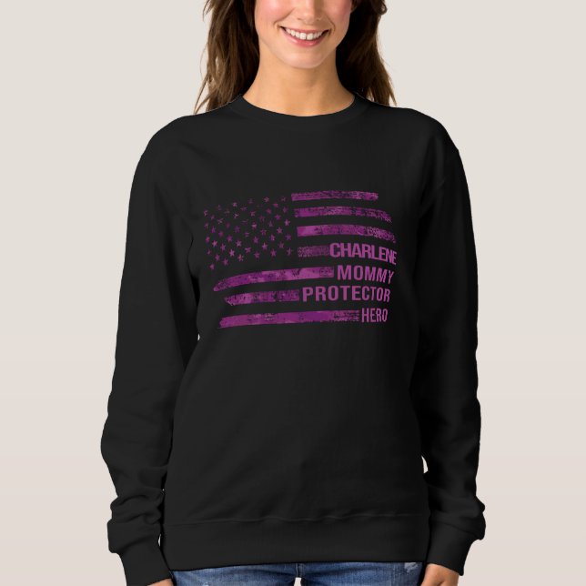 Wife Mommy Protector Hero Camo Pink American Flag  Sweatshirt (Front)