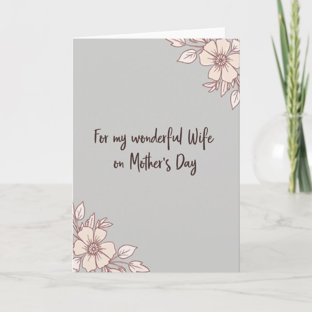Wife Mothers Day Floral Art Card (Front)