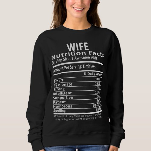 Wife Nutrition Facts Halloween Thanksgiving Christ Sweatshirt