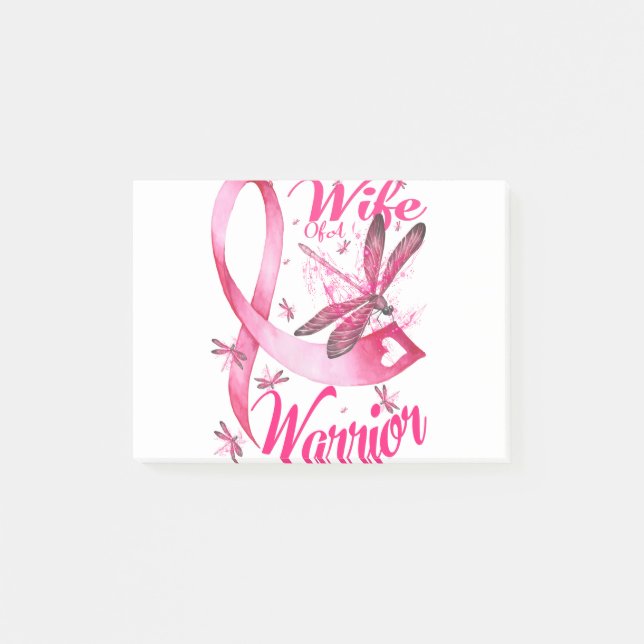 Wife Of A Warrior Dragonfly Breast Cancer Post-it Notes (Front)