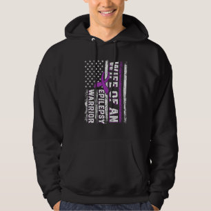 Wife of a Warrior Epilepsy Purple Ribbon Support U Hoodie