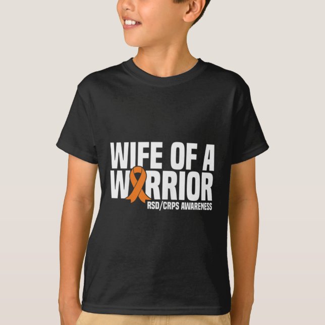 Wife Of A Warrior Orange Ribbon Rsdcrps Awareness  T-Shirt (Front)