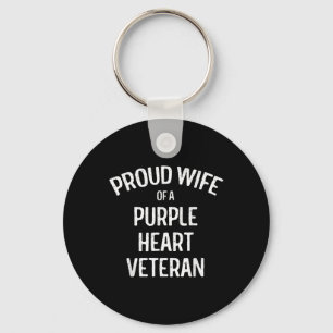 Wife Of Purple Heart Veteran Shirt Proud Military Keychain
