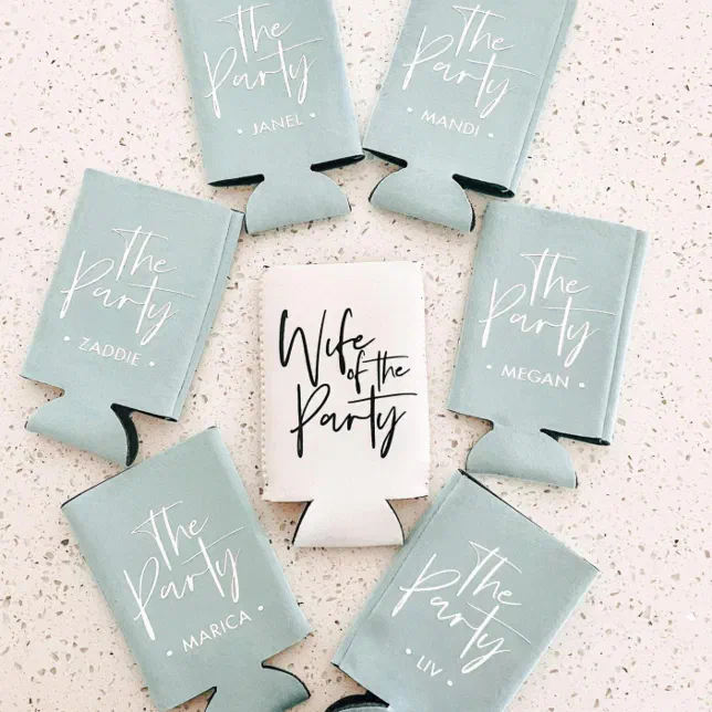 Wife of The Party Can Cooler for Bachelorette | Zazzle