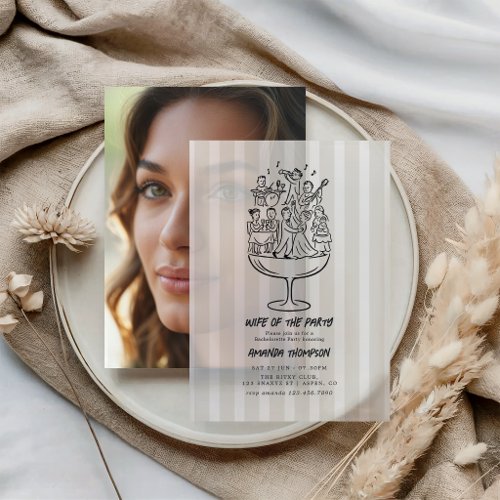 Wife of the Party Chic Scribble Bachelorette Party Vellum Invitations