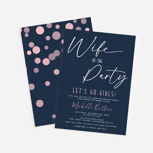 Wife of the Party Simple Bachelorette Party Invitation