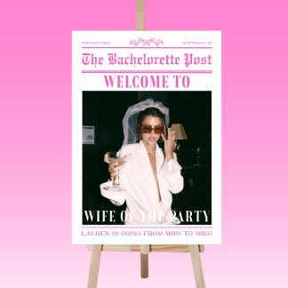 Wife of the Party Vintage Newspaper Bachelorette Foam Board