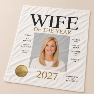 Wife Of The Year Photo (White Only) Fleece Blanket