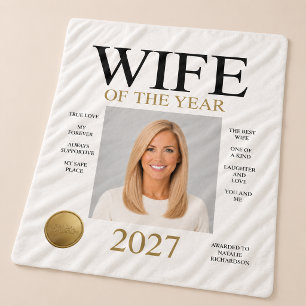 Wife Of The Year Photo (White Only) Sherpa Blanket