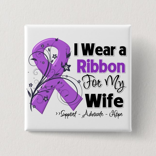 Wife - Pancreatic Cancer Ribbon Pinback Button (Front)