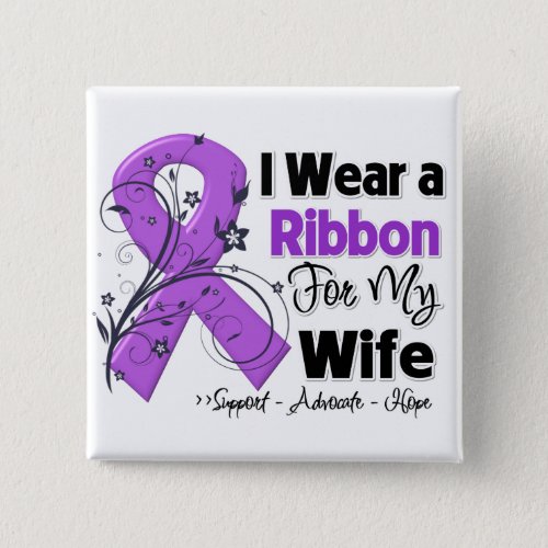 Wife _ Pancreatic Cancer Ribbon Pinback Button