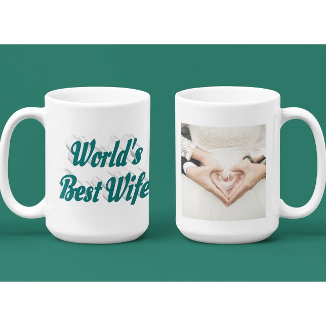 Wife Photo green text Giant Coffee Mug (Creator Uploaded)