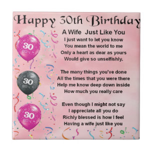 Wife Poem - 30th Birthday Ceramic Tile